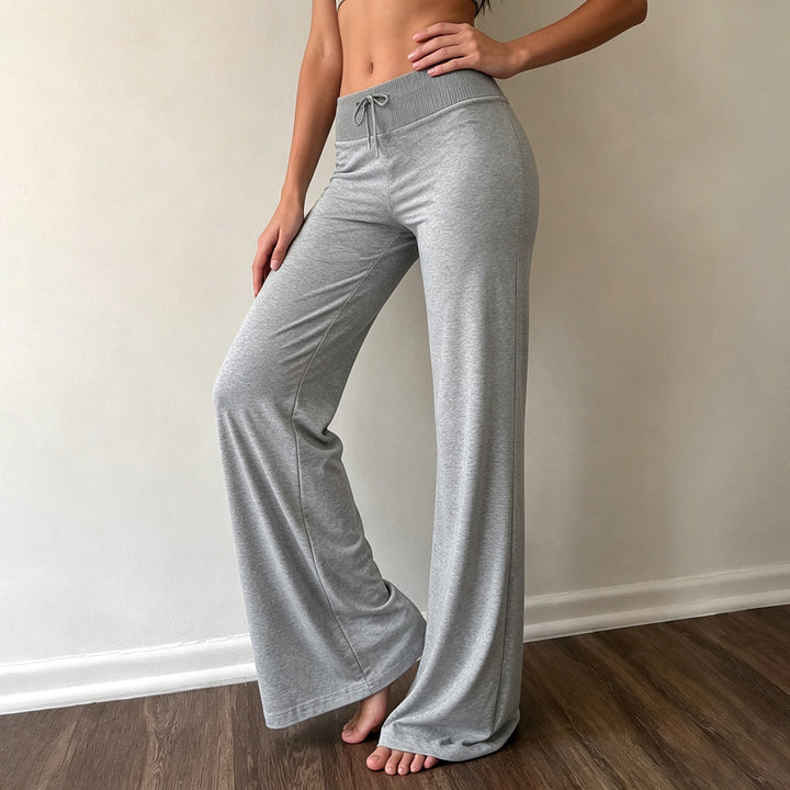 Damen weite Schlag-Sweathose mit hohem Bund und Kordelzug Drune