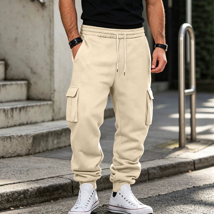Herren Cargo-Jogginghose aus Baumwollfleece mit elastischem Bund und Beinbündchen Drune