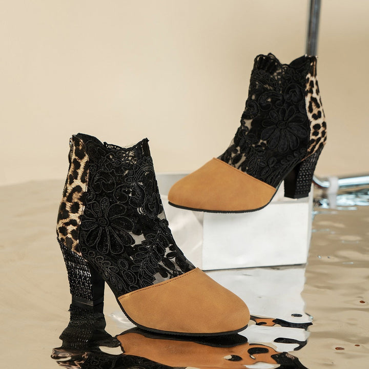 Damen Elegante und raffinierte Pumps mit floralen Spitzenverzierungen Drune