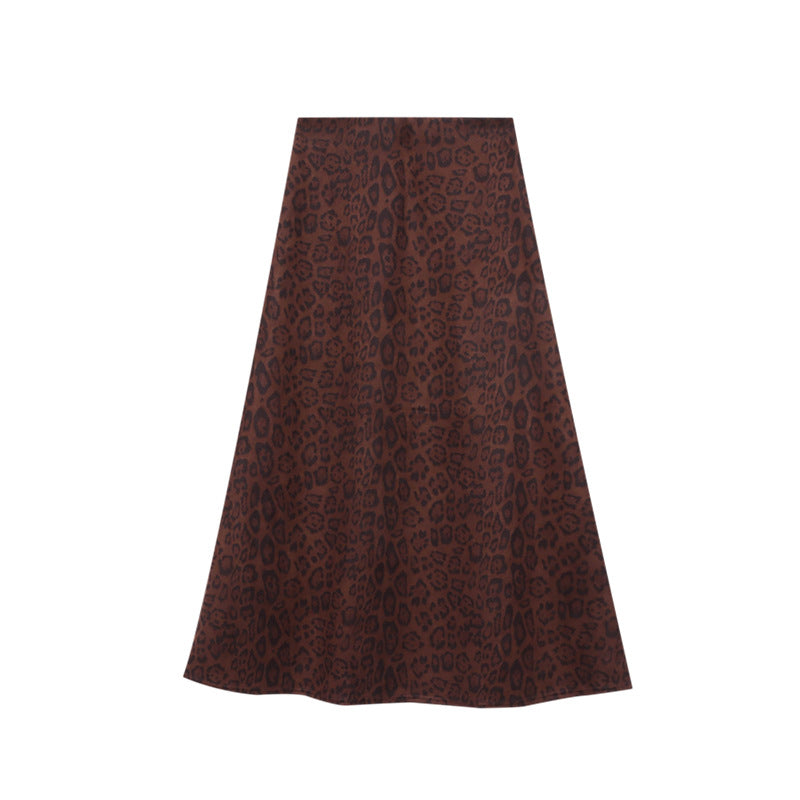 Damen Eleganter Maxirock mit Leopardenmuster und fließendem Schnitt Drune