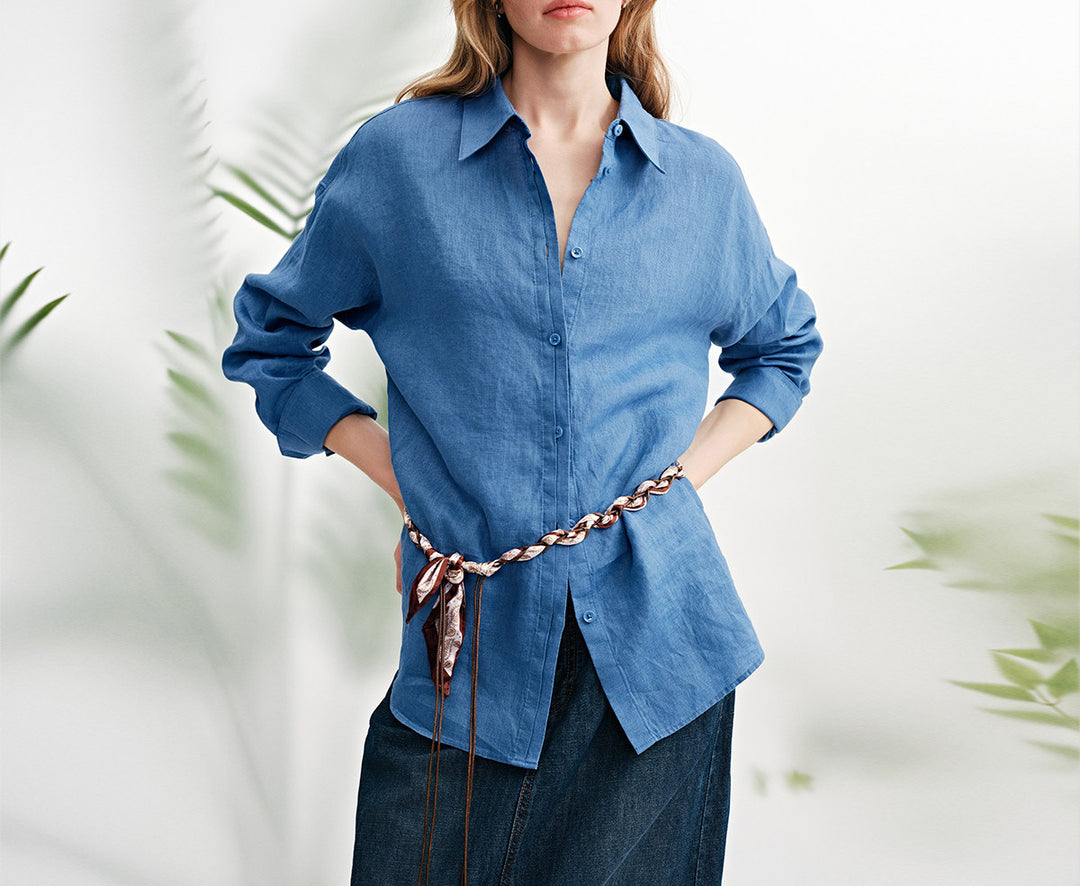 Damen Luftige Leinenbluse Drune