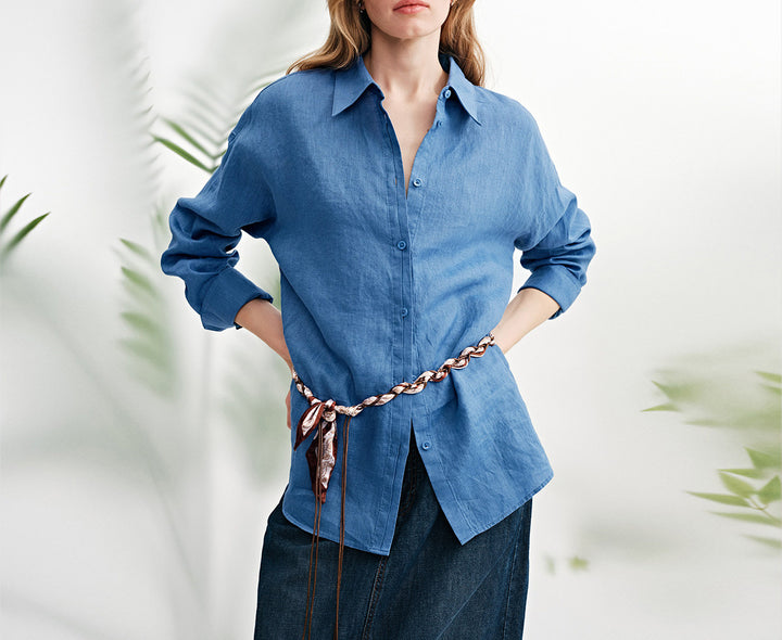 Damen Luftige Leinenbluse Drune