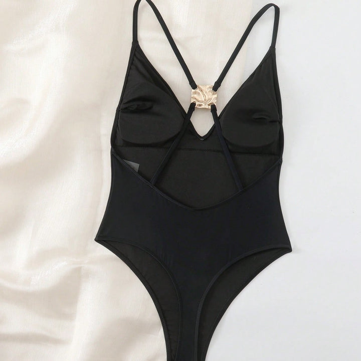 Damen eleganter Badeanzug mit goldenen Akzenten Drune