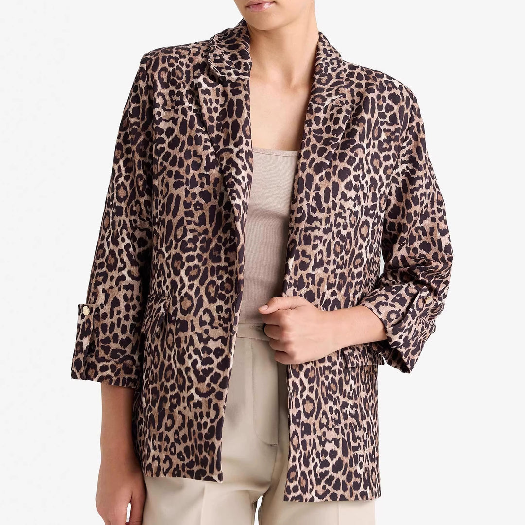 Damen Modische Leopardenmuster Blazer