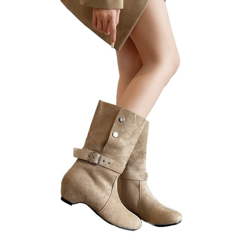 Damen Elegante Stiefeletten mit modischer Schnalle Drune