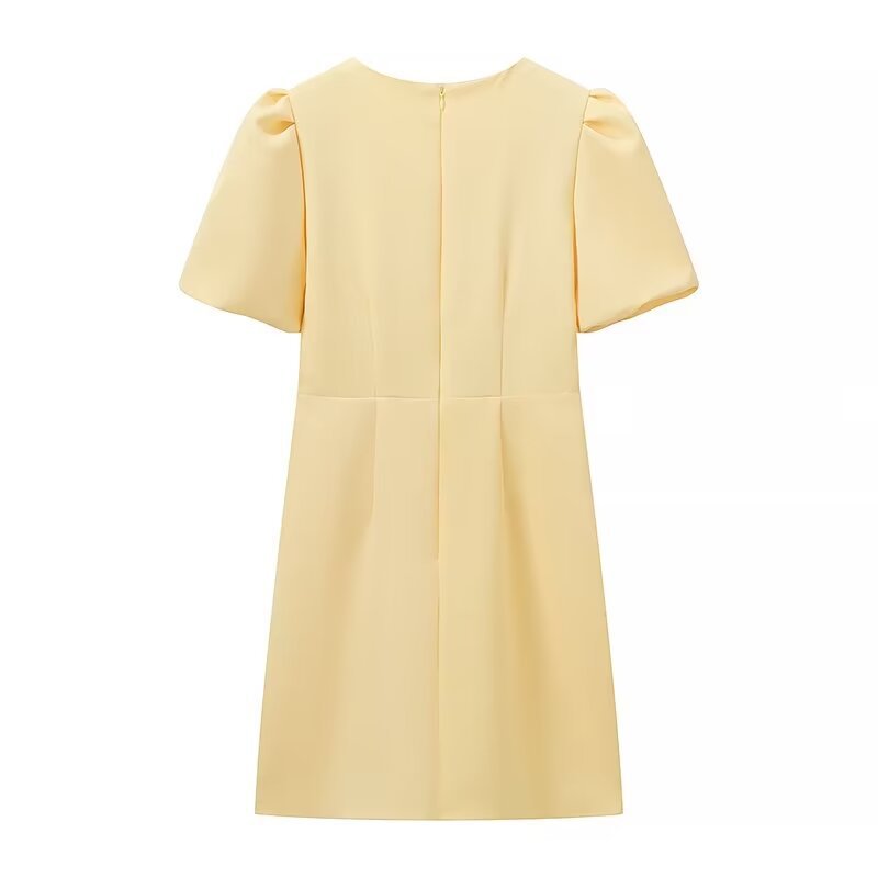 Damen Kleid mit verspielten Schleifen und modischem Puffärmel Drune
