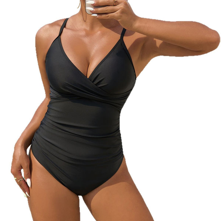 Damen Einteiler Badeanzug mit raffiniertem Wickeldesign Drune