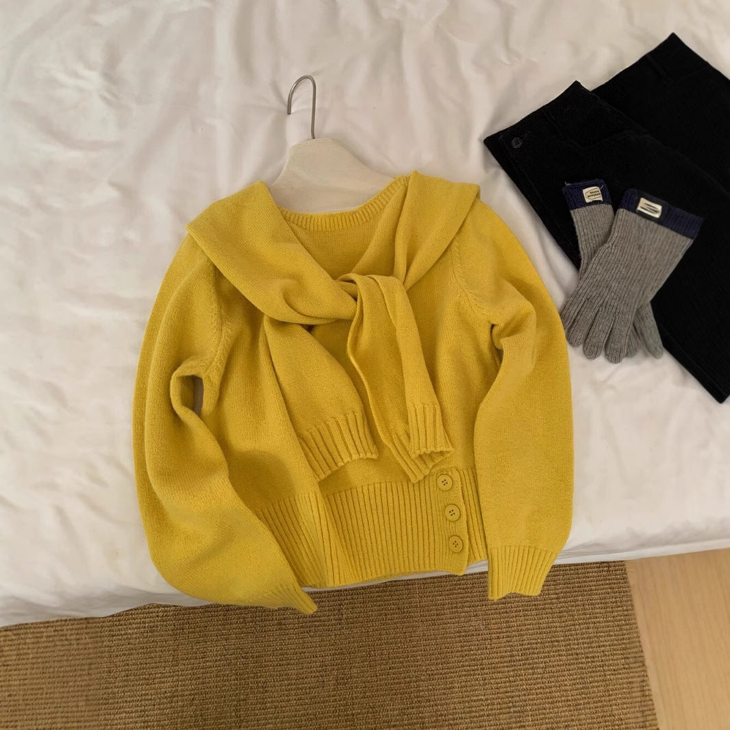 Damen eleganter pullover mit abnehmbarem Kragen Drune