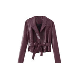 Damen Modische Kunstlederjacke mit schickem Taillengürtel Drune