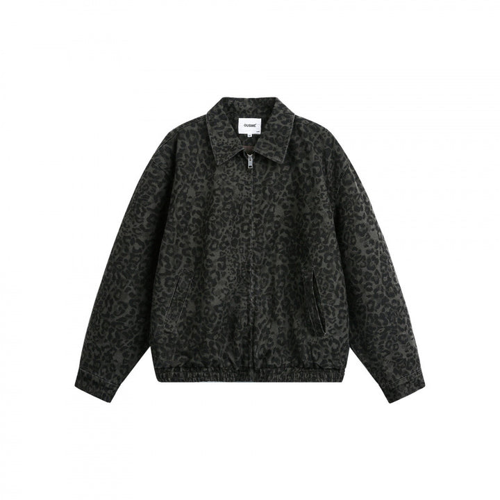 Herren Weite Boxy-Jacke mit Leoprint, durchgehendem Reißverschluss und elastischem Saum Drune