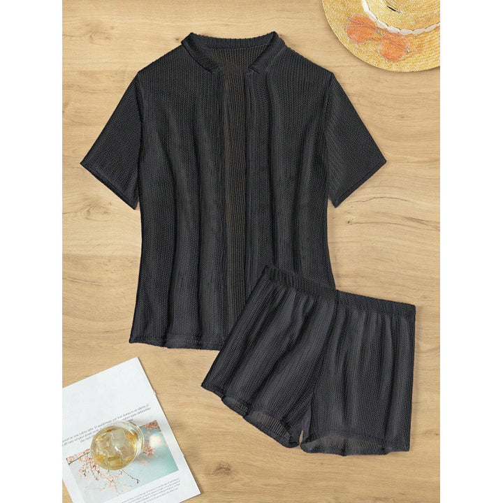 Damen Set aus luftiger Strickjacke und Shorts Drune