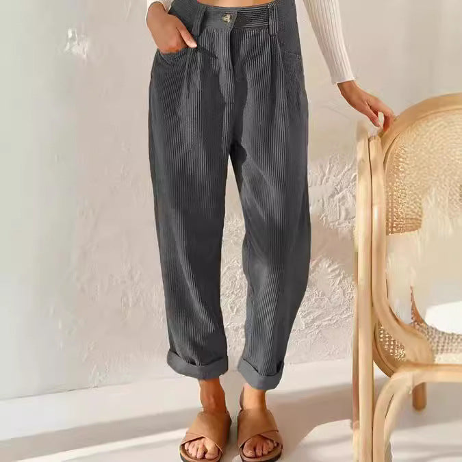 Damen Hochtaillierte Texturierte Hose Drune