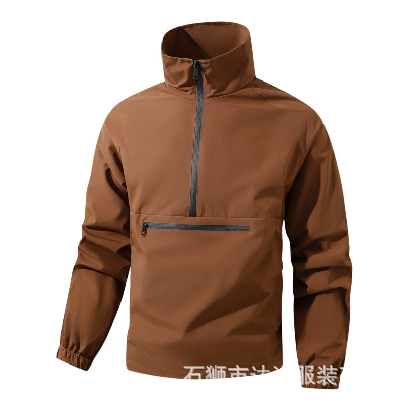Herren Wind- und Wasserabweisende Anorak-Pulloverjacke mit Halbreißverschluss und Kängurutasche Drune