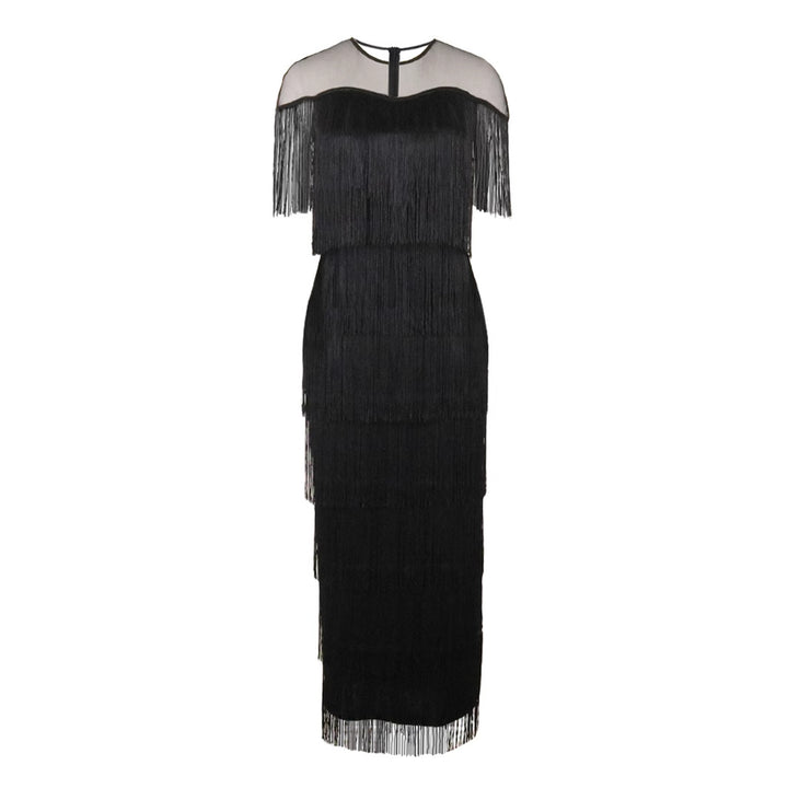 Damen Maxikleid mit Fransen Drune