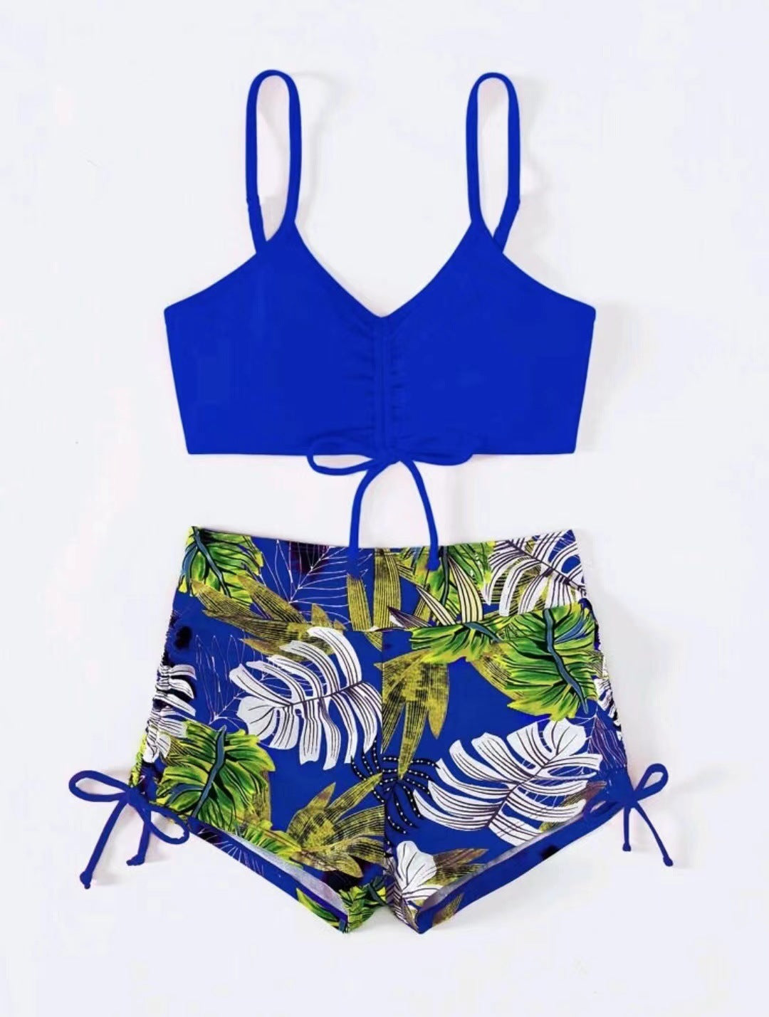 Damen Zweiteiliges Bikini-Set mit sportlichem Oberteil und hochgeschnittenen Shorts Drune
