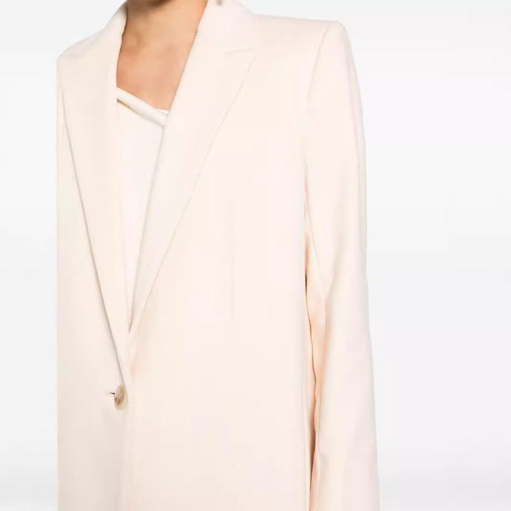 Damen Longline Wollmantel mit Ein-Knopf-Verschluss und tailliertem Revers Drune