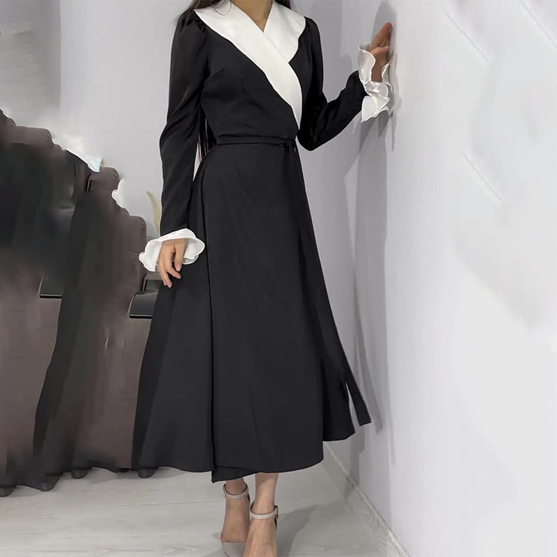 Damen Maxikleid mit eleganten Volantärmeln und Wickelgürtel Drune