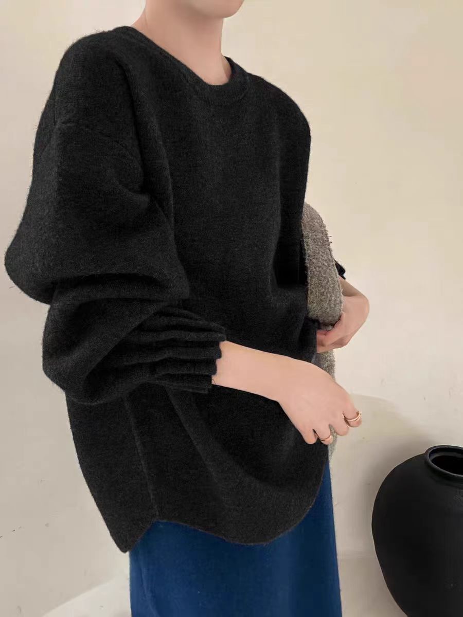 Damen lässiger Pullover mit strukturiertem Ärmel-Wickeldesign Drune
