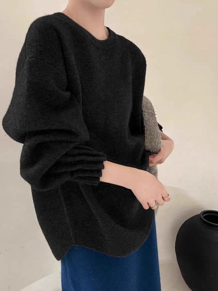 Damen lässiger Pullover mit strukturiertem Ärmel-Wickeldesign Drune