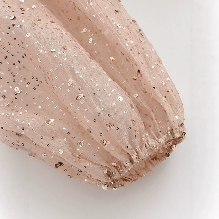 Damen locker geschnittene Pailletten-Hose mit Tunnelzug und Gummibündchen Drune