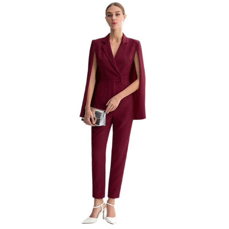 Damen Eleganter Jumpsuit mit Cape-Detail Drune