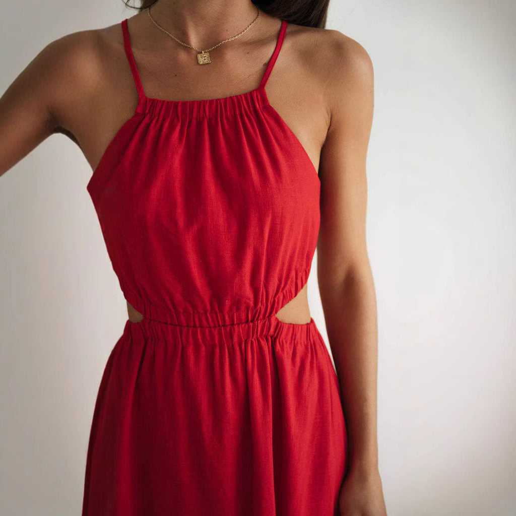 Damen Maxikleid mit seitlichen Cut-Outs und hoher Beinschlitze Drune