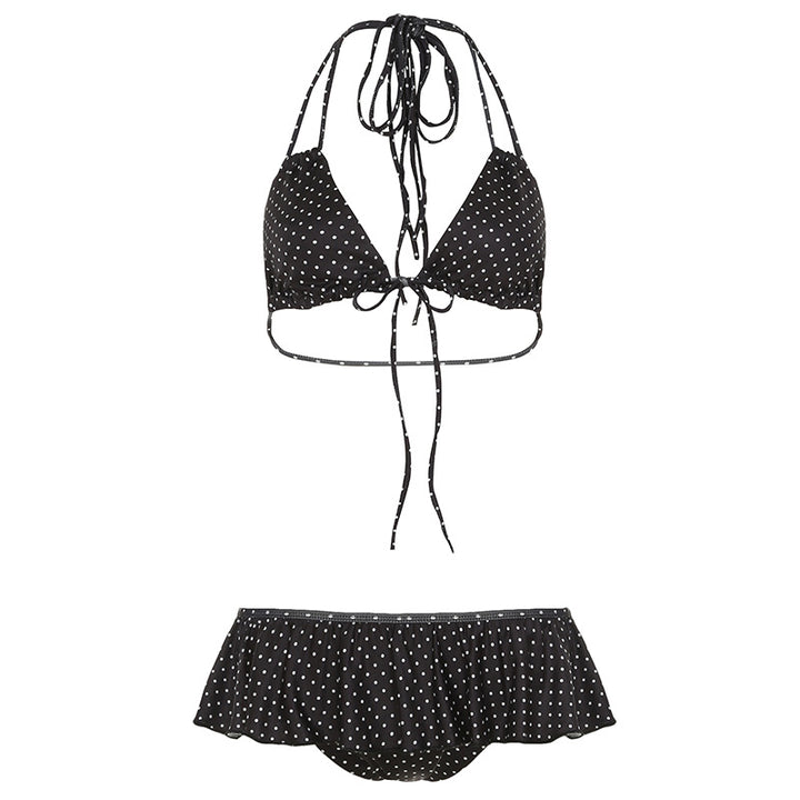 Damen Bikiniset mit verspieltem Rüschendesign und Bindebändern Drune