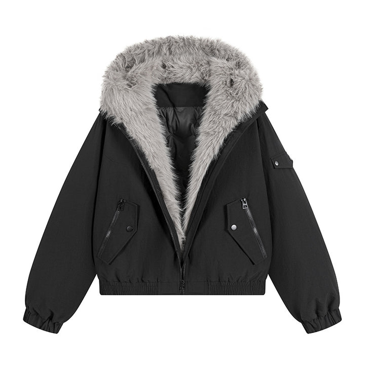 Damen Trendige Fleecejacke mit abnehmbarer Kapuze
