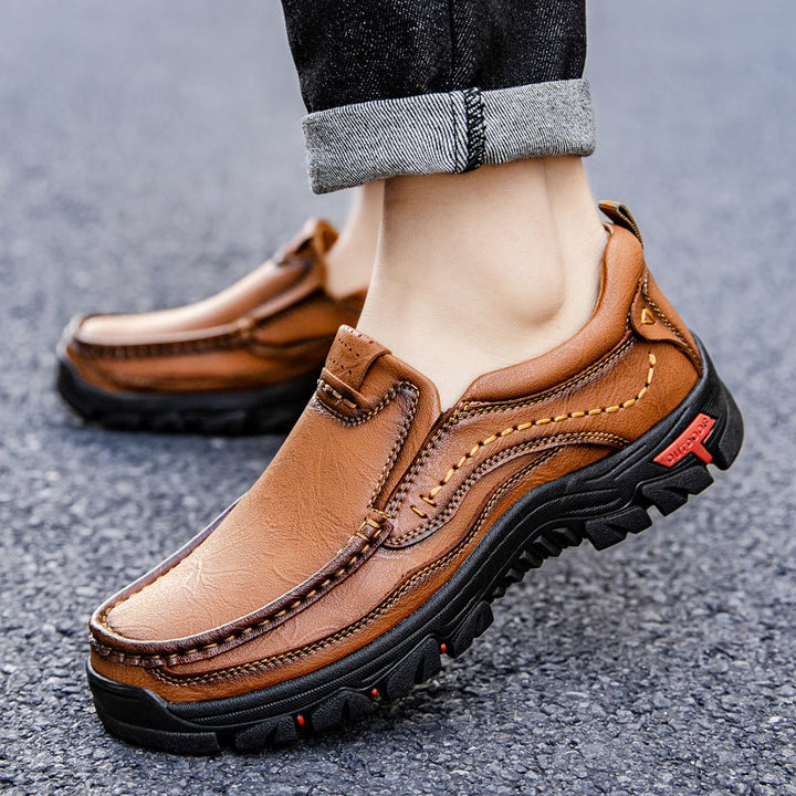 Herren Leder Mokassin mit rutschfester Sohle Drune