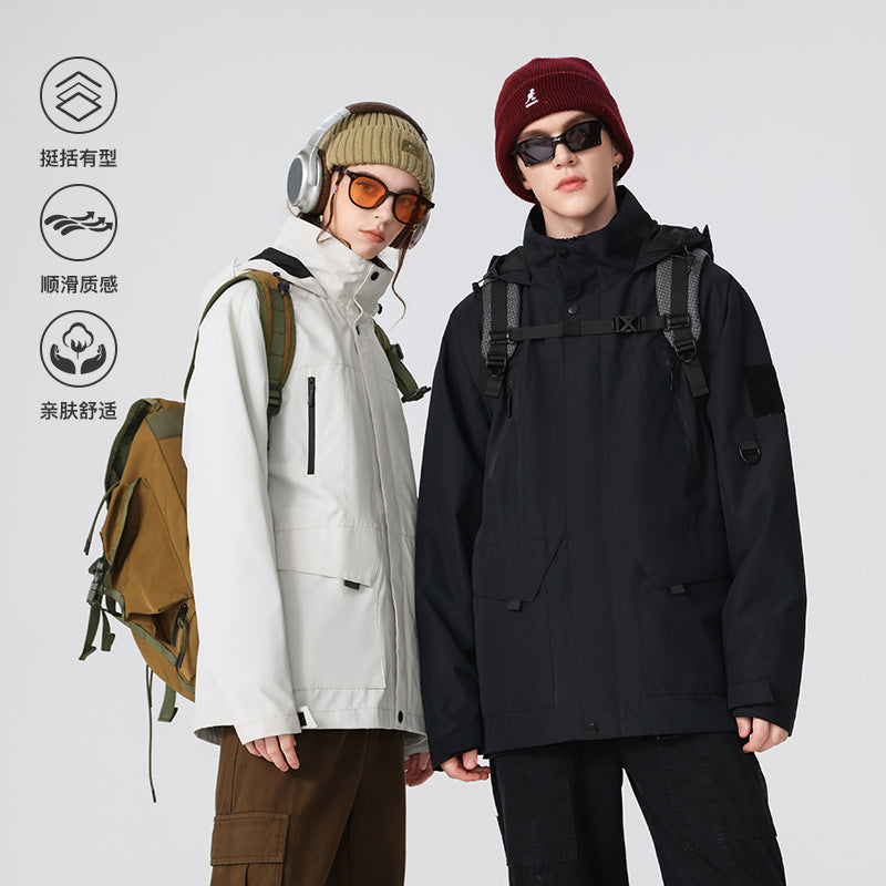 Herren Technische wasserdichte Outdoorjacke mit Kapuze, verschweißten Nähten und verdeckten Reißverschlüssen Drune