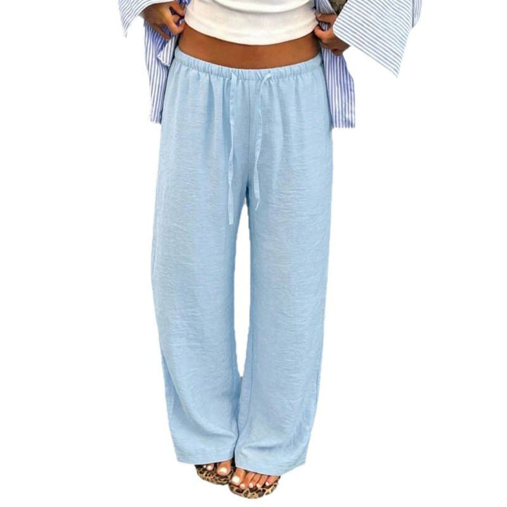 Damen Leichte Palazzohose mit weitem Bein, elastischem Bund und Kordelzug Drune