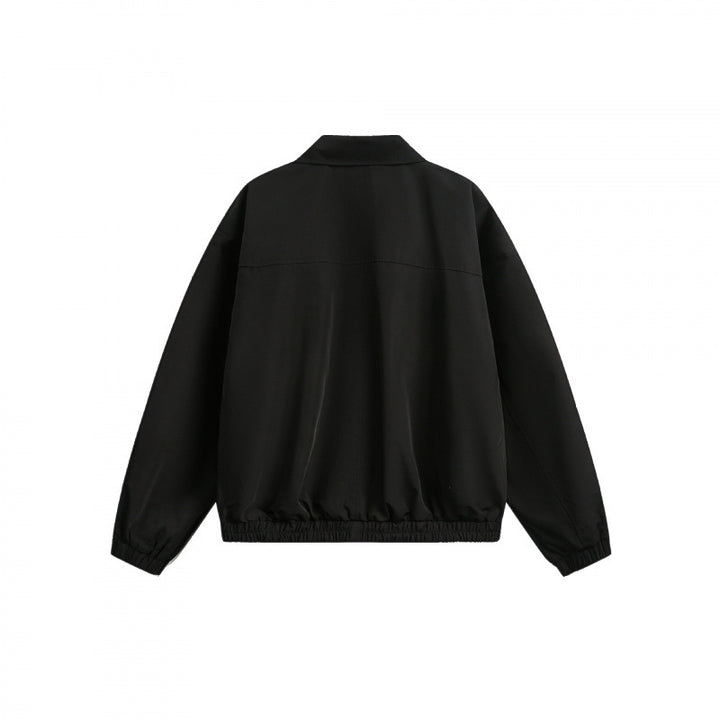 Unisex Boxy-Overshirt-Jacke mit durchgehendem Reißverschluss, elastischem Saum und Brust-Reißverschlusstasche Drune