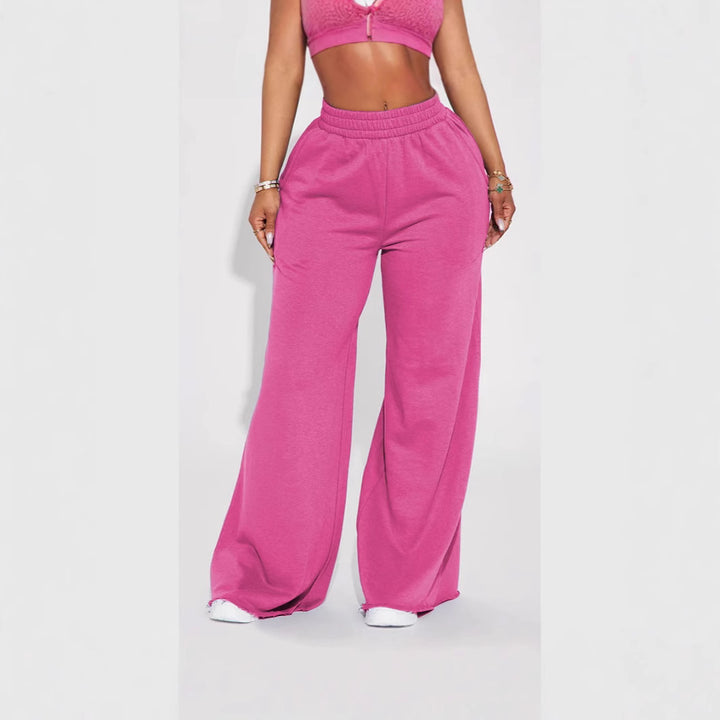 Damen nan weite High-Waist Loungehose mit elastischem Bund und praktischen Seitentaschen Drune