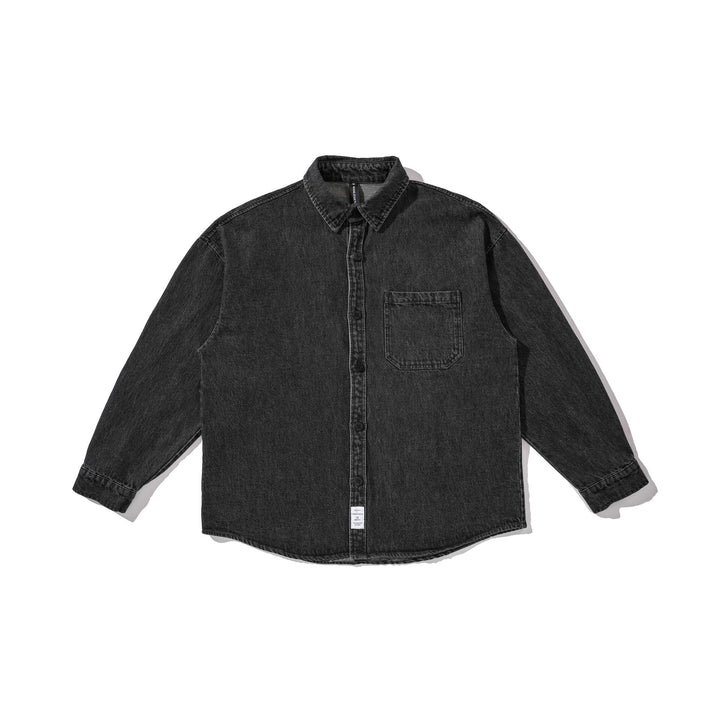 Herren Overshirt aus gewaschenem Denim mit abgerundetem Saum Drune