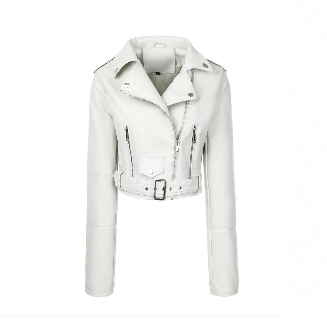 Damen Trendige Bikerjacke mit Gürtel Drune