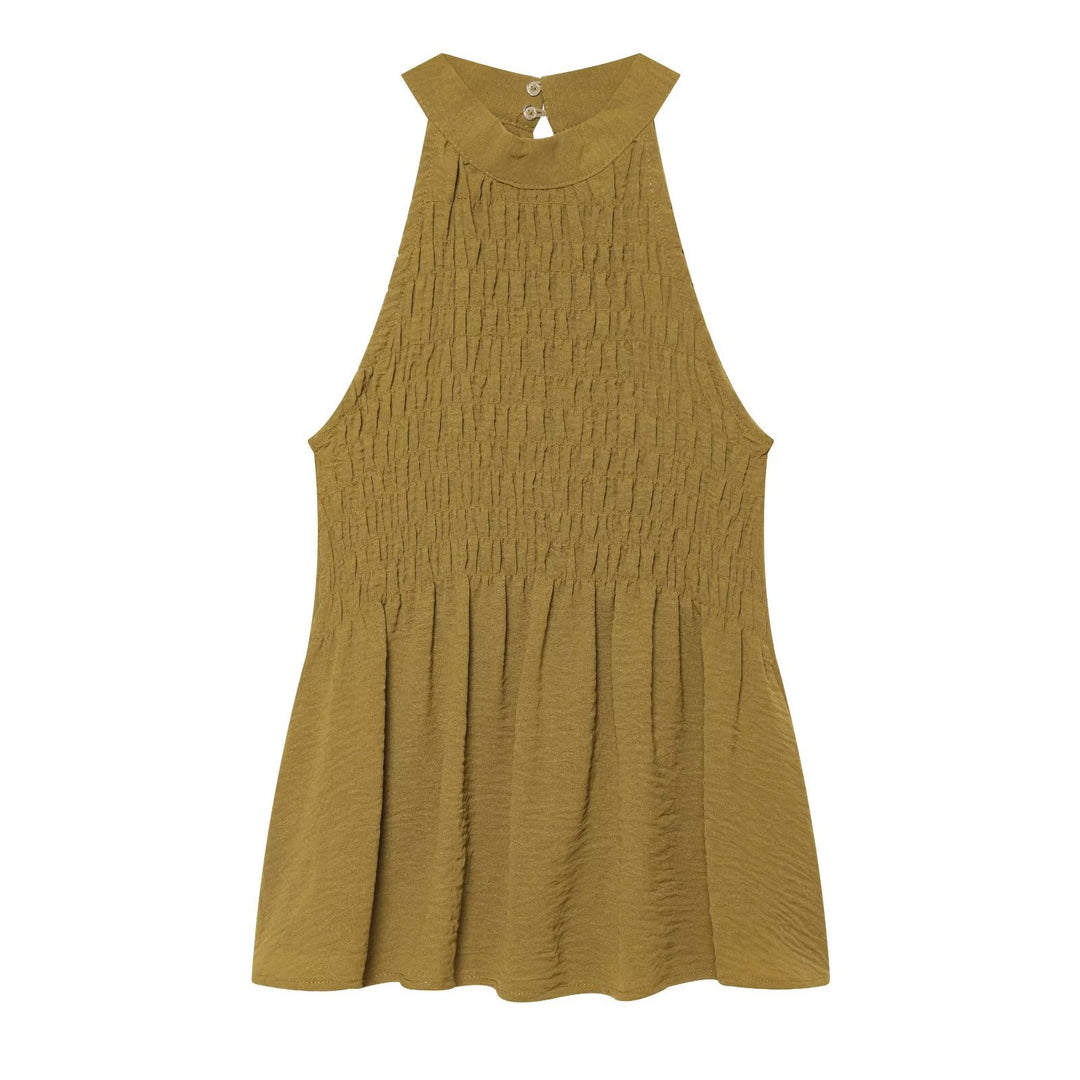 Damen Stufige Wide‑Leg Jersey‑Hose mit hoher Bundpassform und Volantdetails Drune