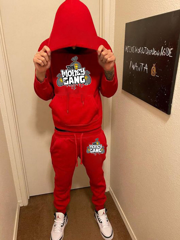 Herren Sportlicher Hoodie- und Jogginghose Set mit kreativem Grafikdruck Drune