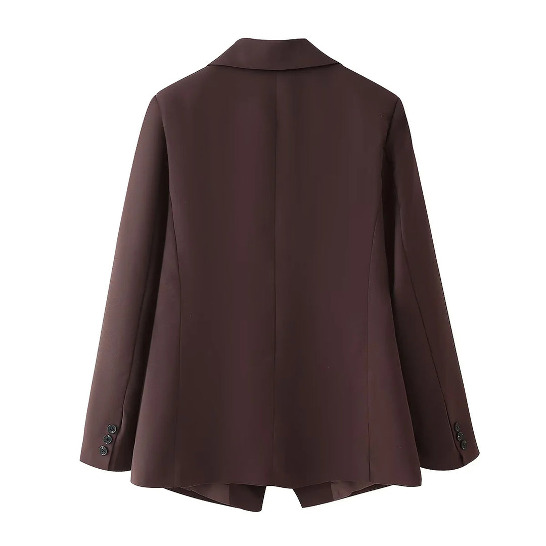 Damen nan oversized Longblazer mit kastigem Schnitt Reverskragen und verdeckter Brustpaspel Drune