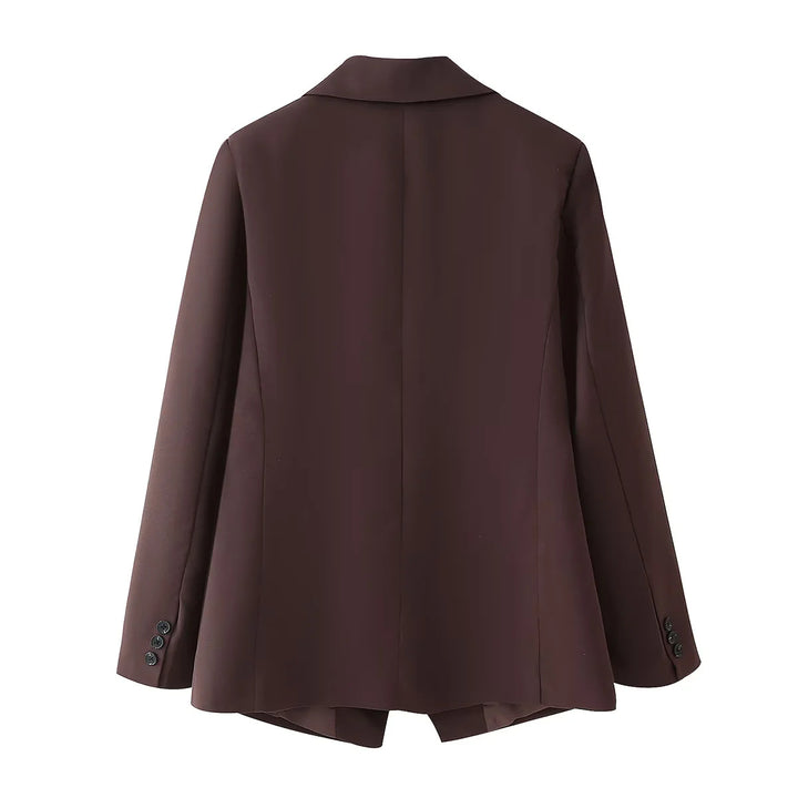 Damen nan oversized Longblazer mit kastigem Schnitt Reverskragen und verdeckter Brustpaspel Drune