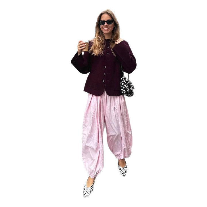 Damen Kurzjacke mit Rundhalsausschnitt, kastiger Silhouette und gewelltem Saum Drune