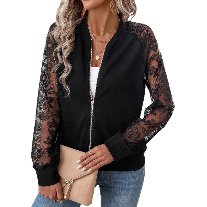 Damen Leichte Sweatjacke mit Spitzenärmel Drune