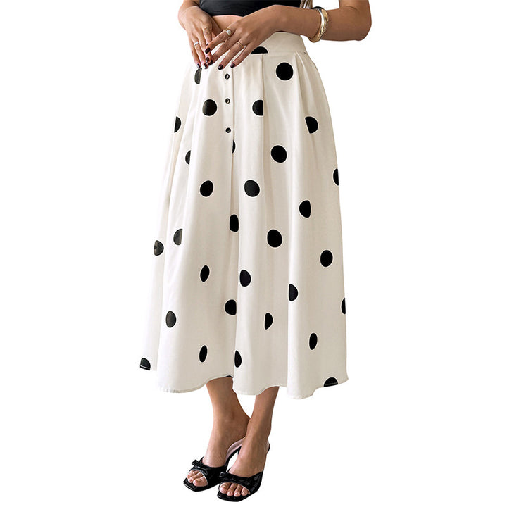 Damen Langer Rock mit Polka-Dots Drune