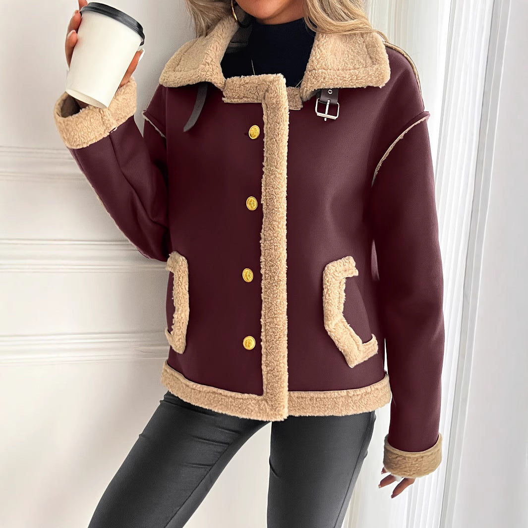 Damen Modische Teddyfelljacke