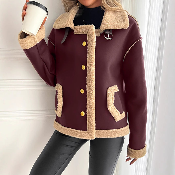 Damen Modische Teddyfelljacke