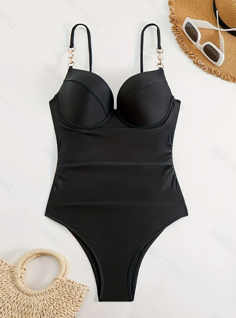 Damen Einteiler Badeanzug mit elegantem Push-Up-Bustier Drune