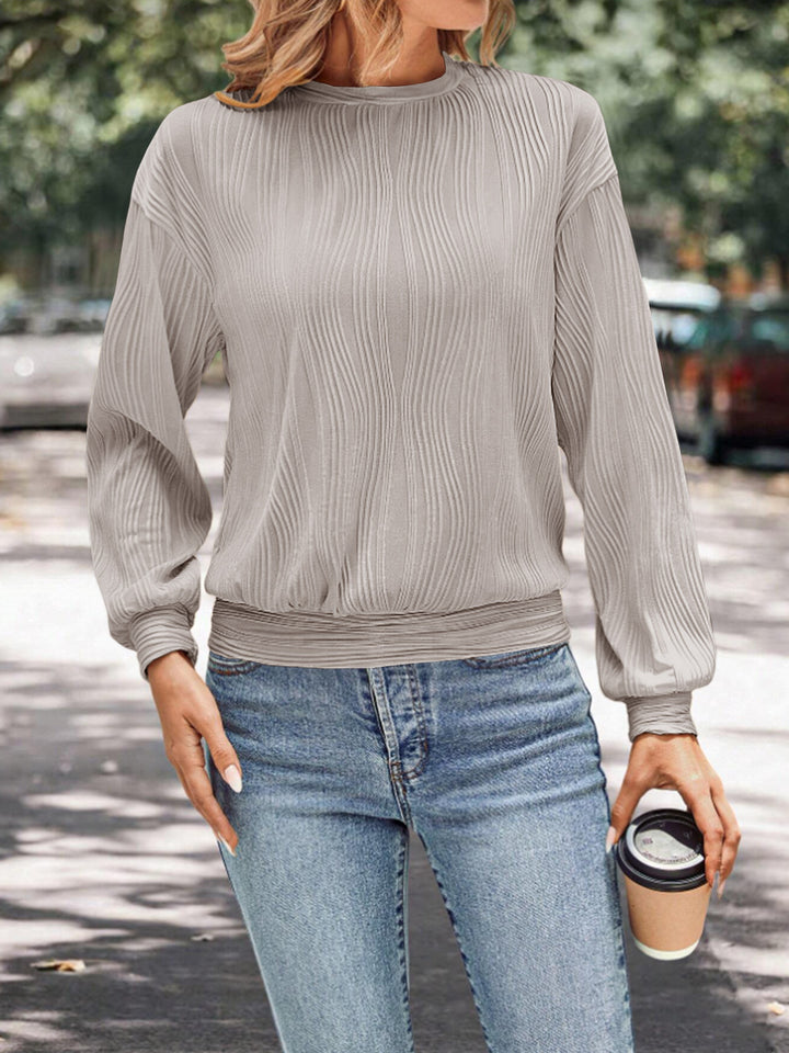 Damen lässiges Sweatshirt mit strukturiertem Stoff und elastischen Bündchen Drune