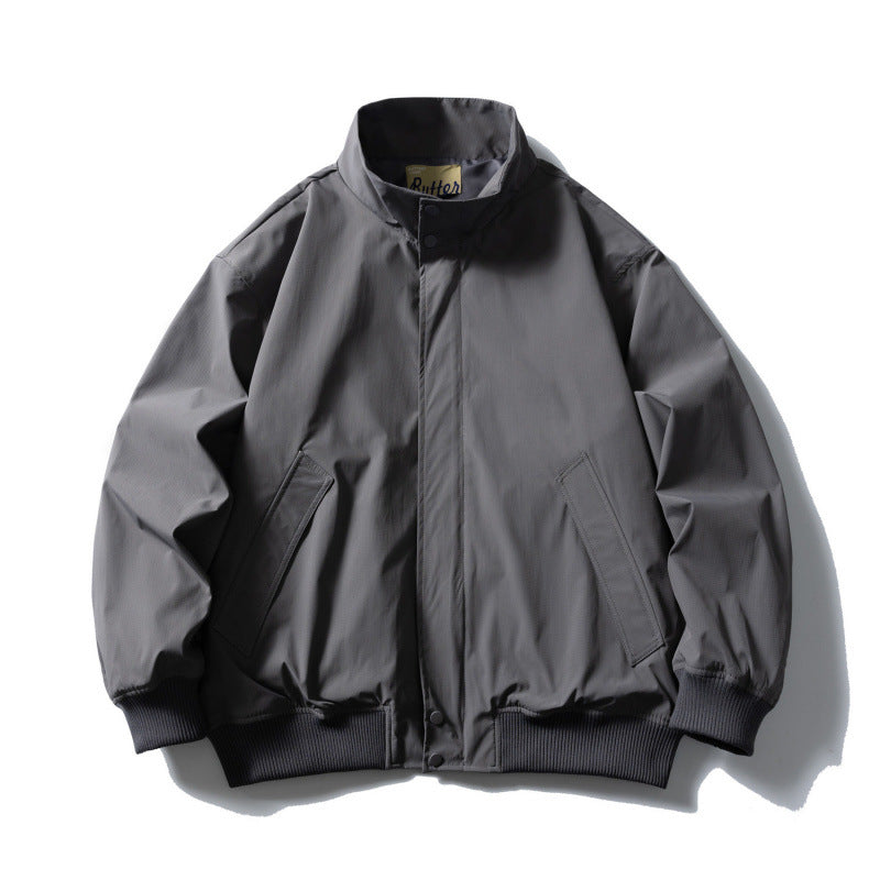 Herren Boxy-Bomberjacke mit Stehkragen, verdeckter Druckknopfleiste und elastischen Rippbündchen Drune