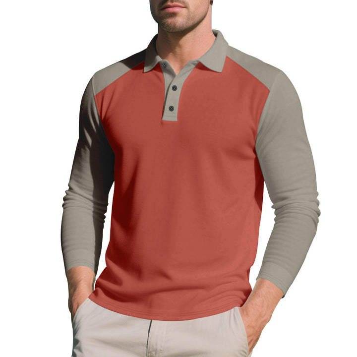 Herren nan langärmliges Raglan-Polo aus Funktionsjersey mit sportlicher Knopfleiste Drune