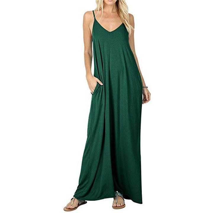 Damen Maxikleid mit spaghettiträgern und praktischen seitlichen Taschen Drune
