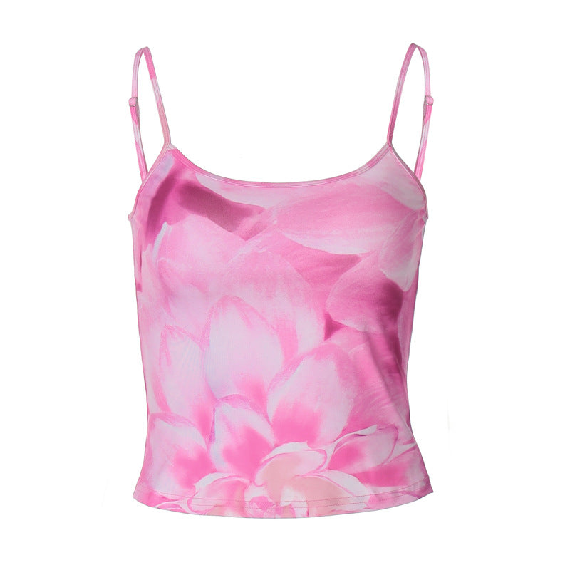 Damen Floral Print Spaghetti Top Drune